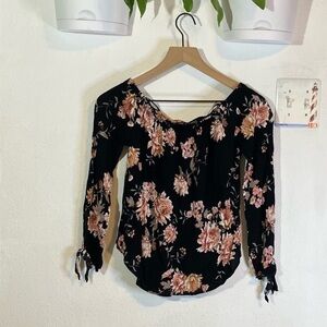 One Clothing Black Floral Off Shoulder Top